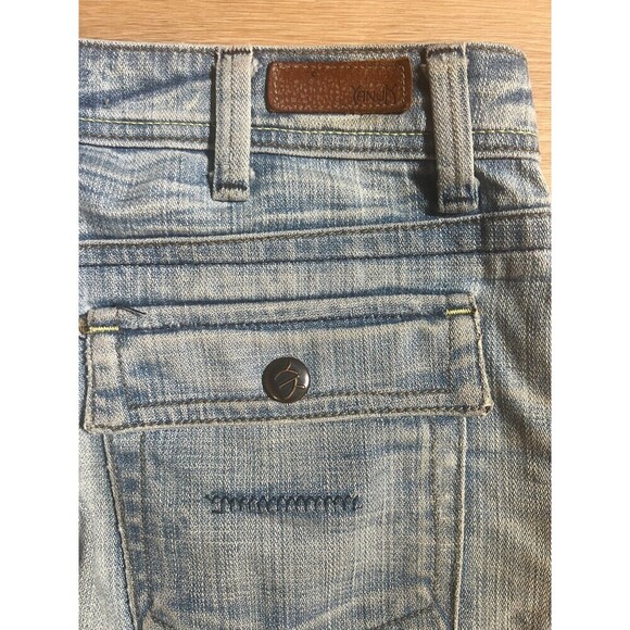 Yanuk Straight Denim Skirt Womens Size 4 Blue Light Wash Front Slit Y2K Casual - Picture 7 of 9